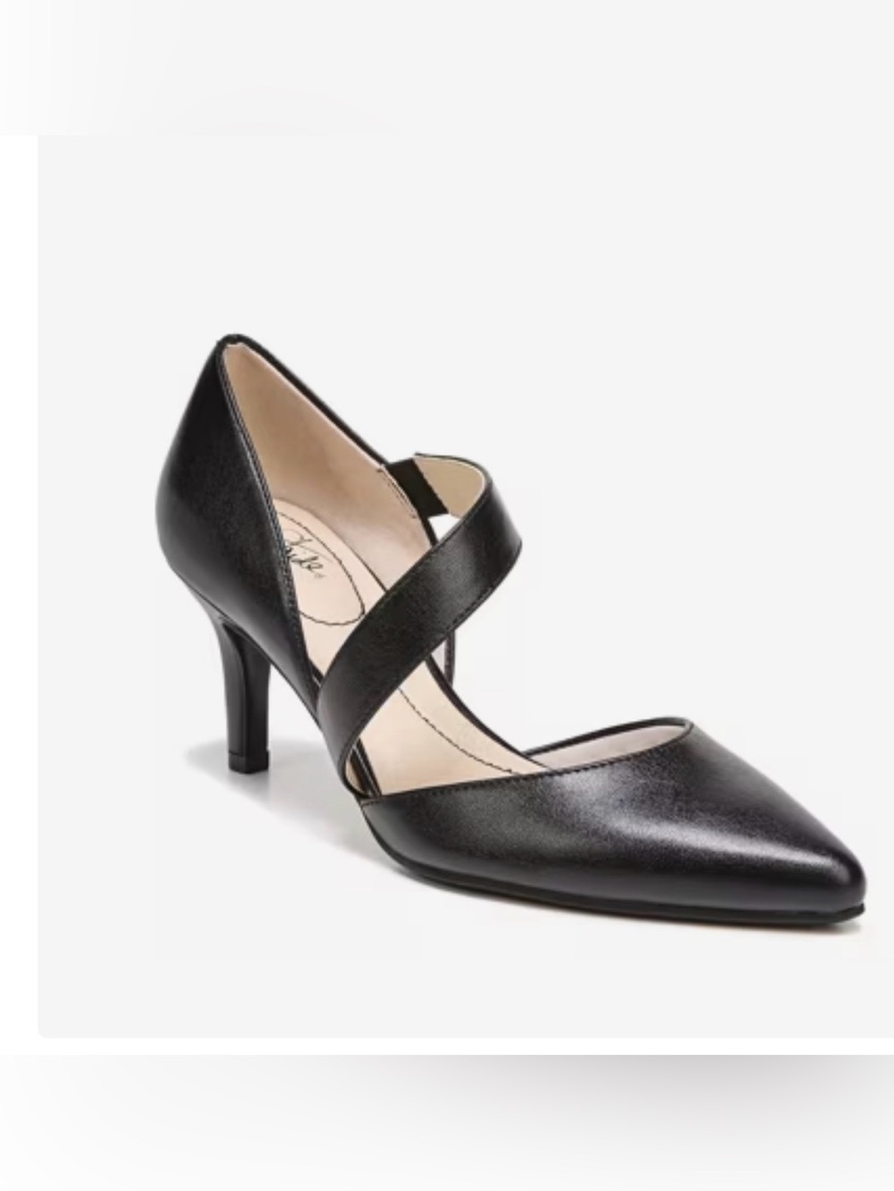 Life Stride Black Pointed-Toe Crisscross Strap Suki pump Heels